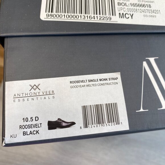 Anthony Veer Mens Roosevelt Single Monk Strap Shoes Black Size 10.5D Defected main image 4